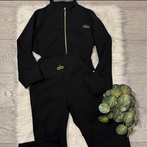 Alo Black Zip-Up Activewear Set